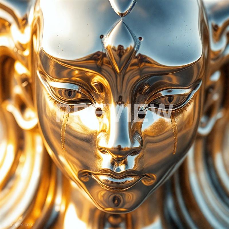 13342 - golden-tears-a-metallic-statue-reflecting-light-its-e_250705085210_00001